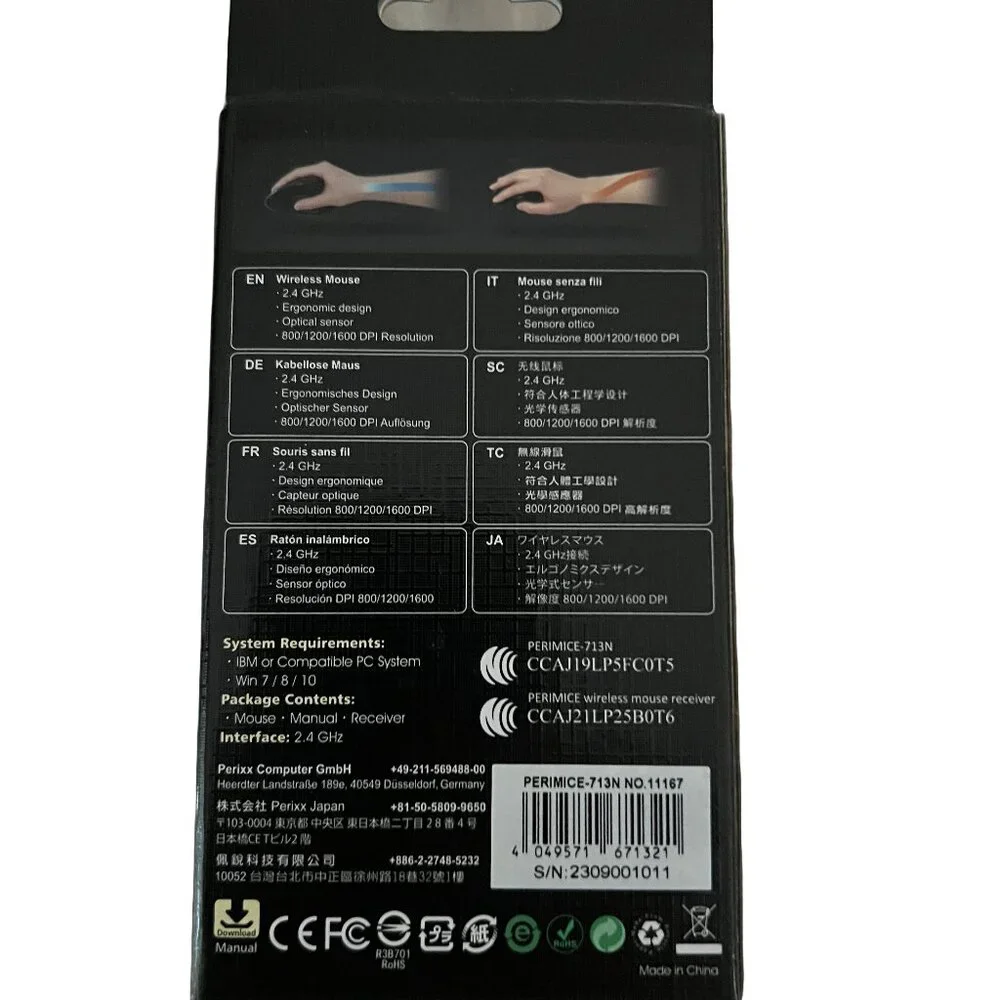 Perixx PERIMICE-713N Wireless 2.4G Optical Ergonomic Vertical Mouse